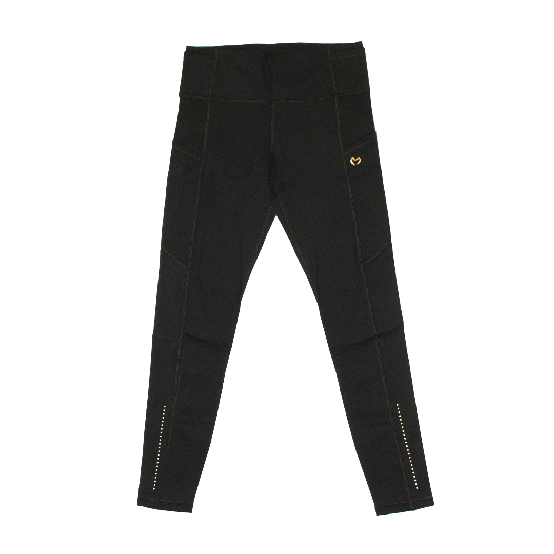 Black Leggings W/ Gold Heart