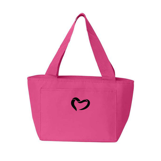 Pink Cooler Bag W/ Black Embroidered Heart Logo