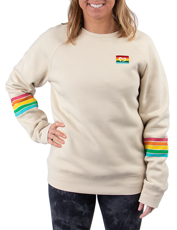 Fleece Crewneck Sweatshirt - Cream Rainbow