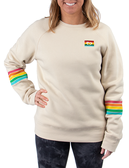 Fleece Crewneck Sweatshirt - Cream Rainbow